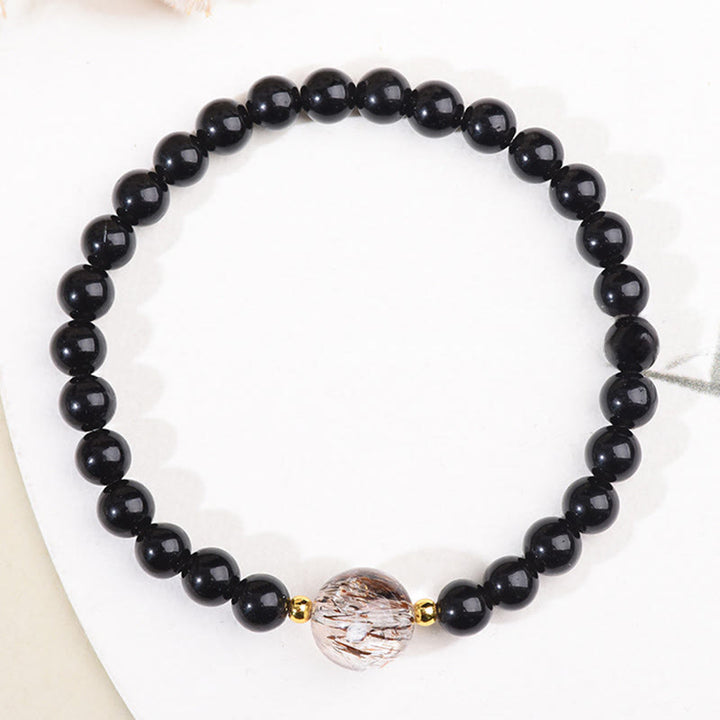 Buddha Stones Tiger Eye Black Obsidian Courage Beads Bracelet - image 7