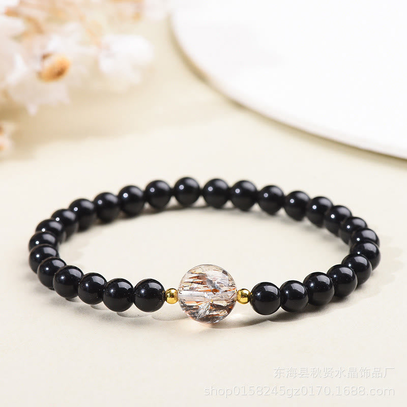 Buddha Stones Tiger Eye Black Obsidian Courage Beads Bracelet - Black Obsidian-6mm - image 6