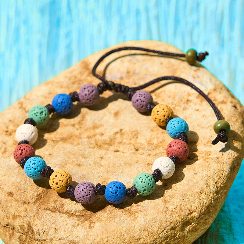Buddha Stones Colorful Lava Rock Support Bracelet - Colorful Beads(Wrist Circumference: 15-22cm) - image 0