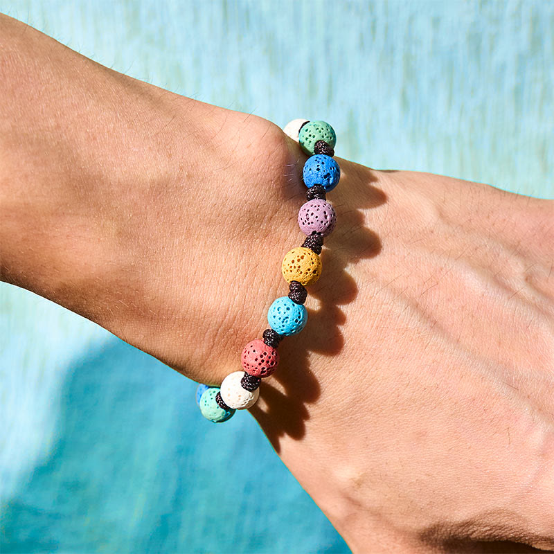 Buddha Stones Colorful Lava Rock Support Bracelet - image 1