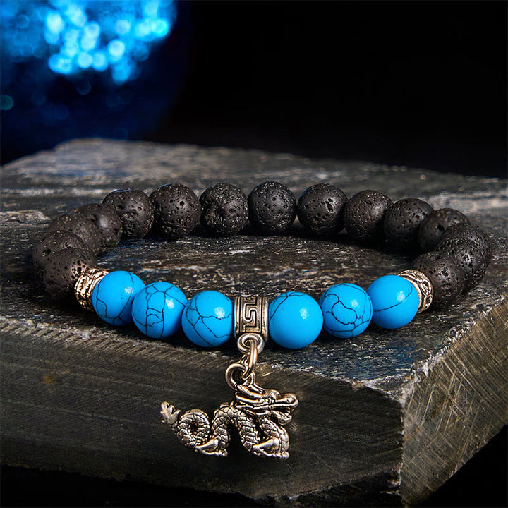 Buddha Stones Black Lava Rock Crystal Beads Animal Pattern Healing Bracelet - Dragon Pattern(Wrist Circumference: 15-17cm) - image 21
