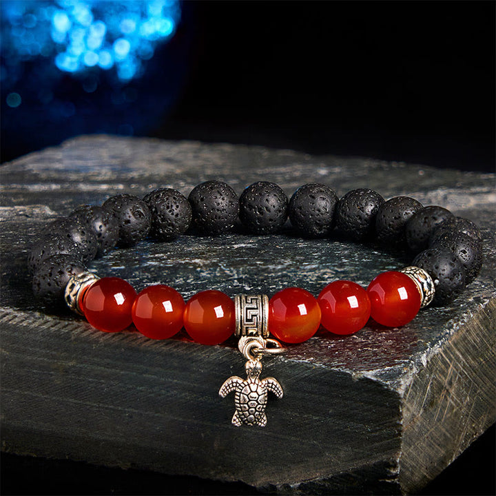 Buddha Stones Black Lava Rock Crystal Beads Animal Pattern Healing Bracelet - Turtle Pattern(Wrist Circumference: 15-17cm) - image 13