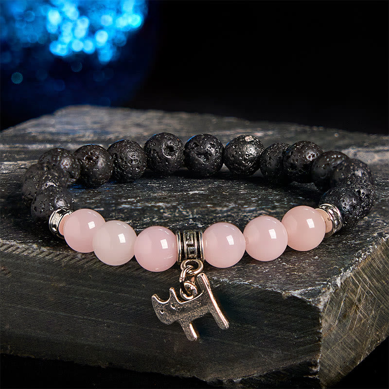 Buddha Stones Black Lava Rock Crystal Beads Animal Pattern Healing Bracelet - Cat Pattern(Wrist Circumference: 15-17cm) - image 25