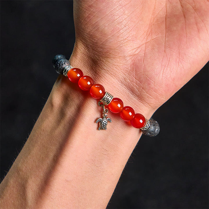 Buddha Stones Black Lava Rock Crystal Beads Animal Pattern Healing Bracelet - image 14