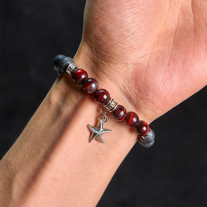 Buddha Stones Black Lava Rock Crystal Beads Animal Pattern Healing Bracelet - image 20