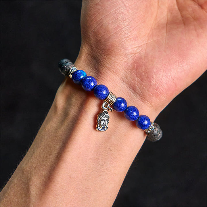 Buddha Stones Black Lava Rock Crystal Beads Animal Pattern Healing Bracelet - image 10