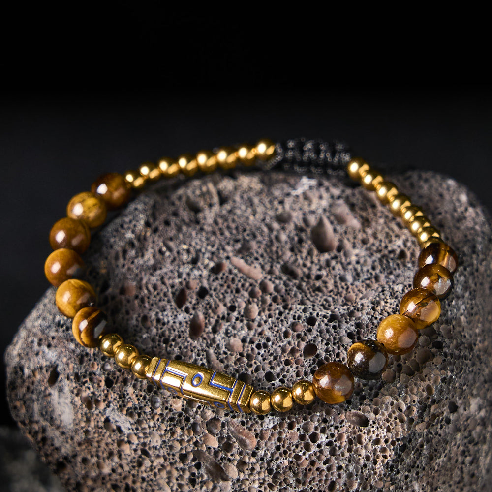 Buddha Stones Cute Bone Pattern Tiger Eye Courage Beads Bracelet - image 1