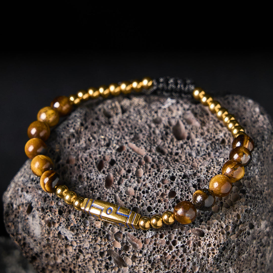 Buddha Stones Cute Bone Pattern Tiger Eye Courage Beads Bracelet - image 1