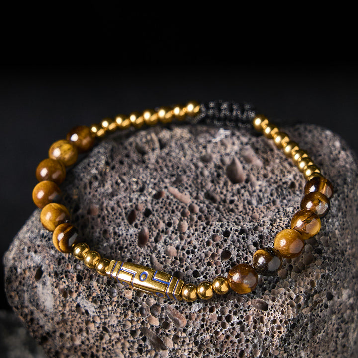 Buddha Stones Cute Bone Pattern Tiger Eye Courage Beads Bracelet - image 1