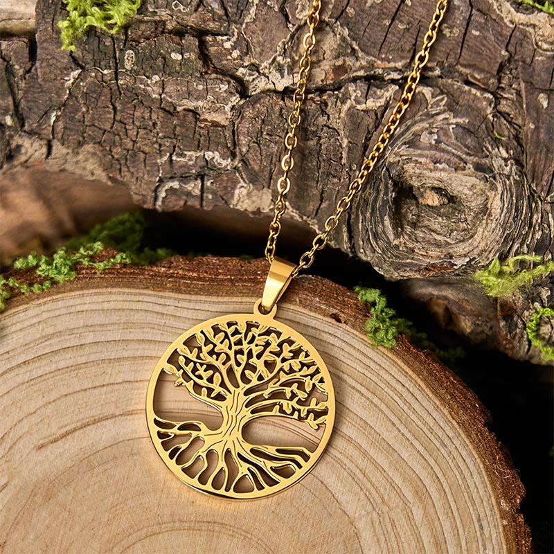 Buddha Stones The Tree Of Life Titanium Steel Enlightenment Necklace Pendant - image 1