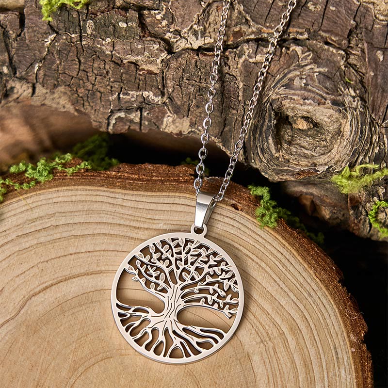 Buddha Stones The Tree Of Life Titanium Steel Enlightenment Necklace Pendant - image 7