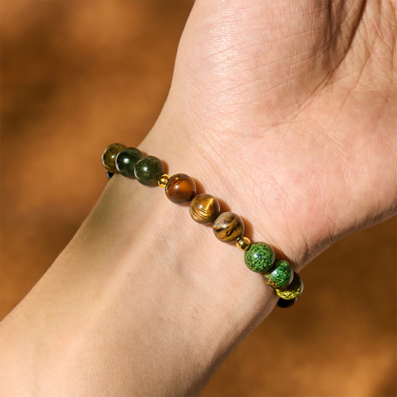 Buddha Stones Turquoise Tiger Eye Beads Glass Balance Serenity Bracelet - image 4