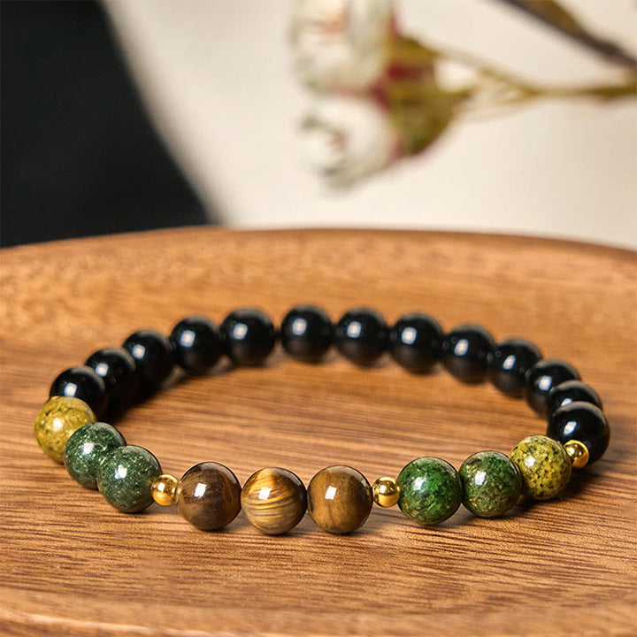 Buddha Stones Turquoise Tiger Eye Beads Glass Balance Serenity Bracelet - image 2