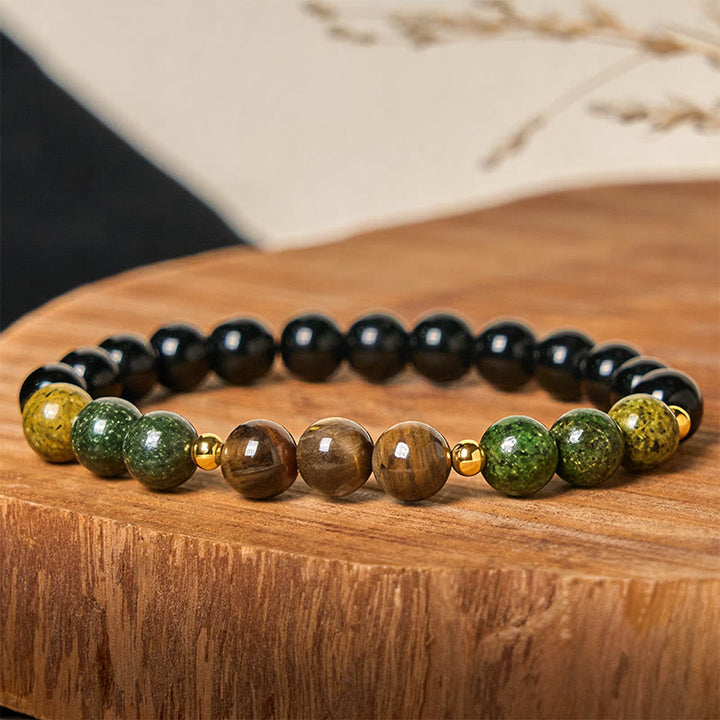 Buddha Stones Turquoise Tiger Eye Beads Glass Balance Serenity Bracelet - Turquoise & Tiger Eye(Wrist Circumference: 15-17cm) - image 0