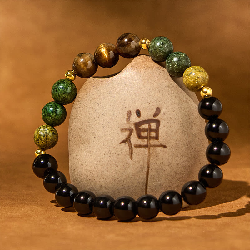 Buddha Stones Turquoise Tiger Eye Beads Glass Balance Serenity Bracelet - image 1