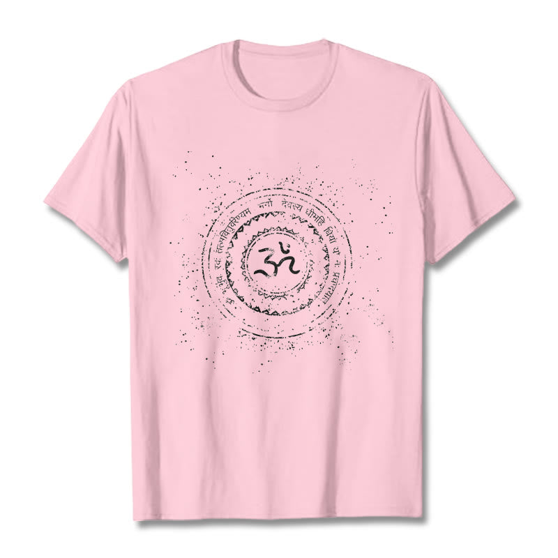 Buddha Stones Mandala Om Symbol Mantra Pattern Tee Cotton T-shirt - LightPink - 2XL - image 12