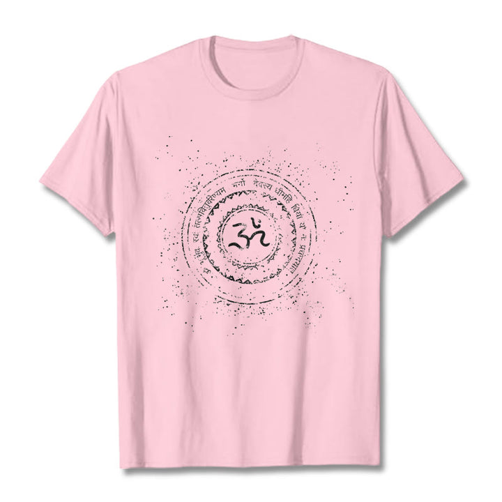 Buddha Stones Mandala Om Symbol Mantra Pattern Tee Cotton T-shirt - LightPink - 2XL - image 12