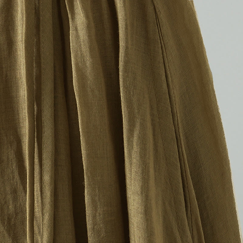 Buddha Stones Summer Retro Pure Color Tassel Design Women's Skirt With Pockets - image 2