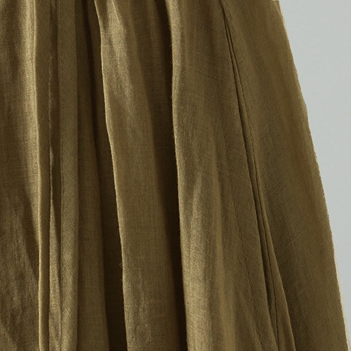 Buddha Stones Summer Retro Pure Color Tassel Design Women's Skirt With Pockets - image 2