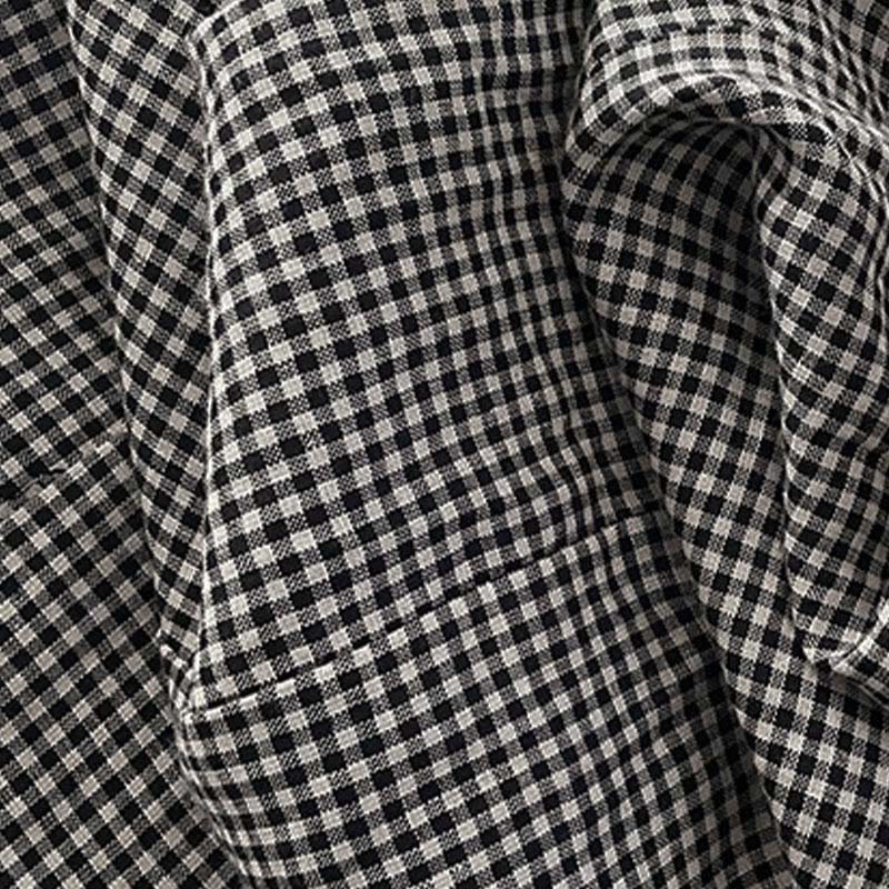 Buddha Stones Casual Plain Handmade Plaid Midi Dress Cotton Sleeveless Dress With Pockets - image 12