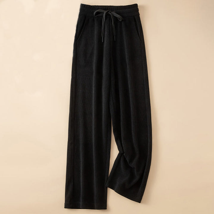 Buddha Stones Women's Fall Pure Color Wide Leg Cotton Pants With Pockets - Black - US14，UK/AU18，EU46 (4XL) - image 10
