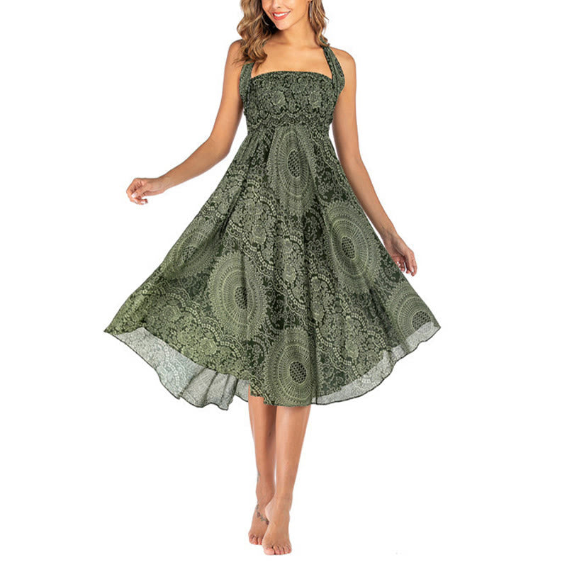 Buddha Stones Two Style Wear Boho Compass Rose Flower Skirt Dress - image 7