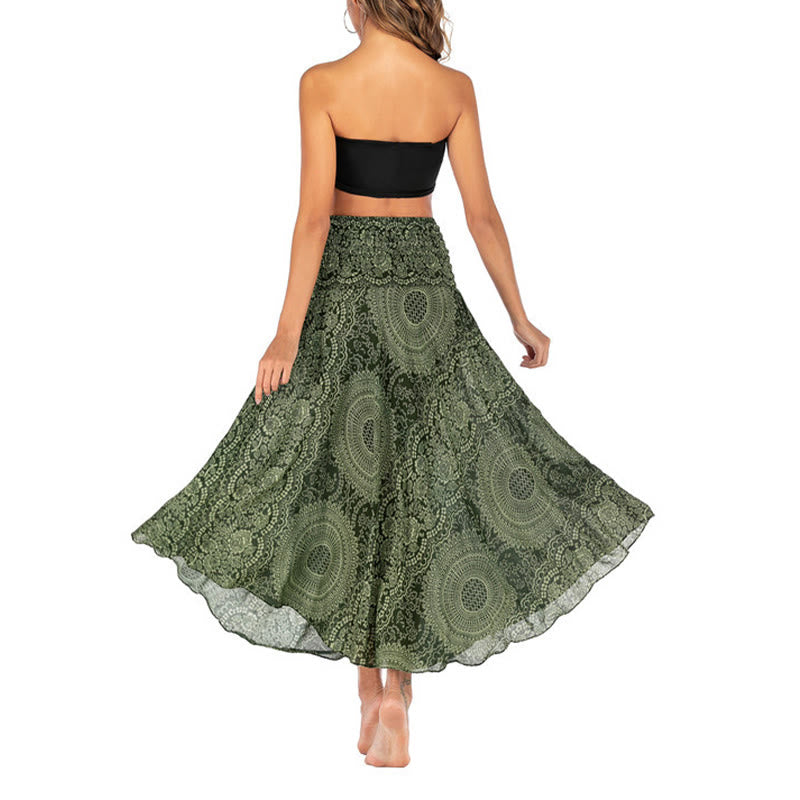 Buddha Stones Two Style Wear Boho Compass Rose Flower Skirt Dress - image 6