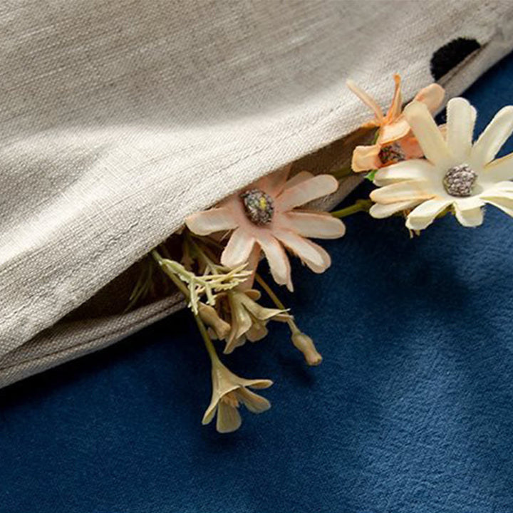 Buddha Stones Casual Dot Pattern Short Sleeve Lace-up Cotton Linen Women's Midi Dress With Pockets - image 10