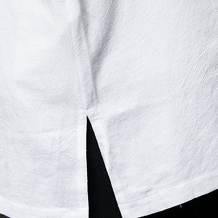 Buddha Stones Simple Tang Suit Plain Chinese Frog-Button Men's Cotton Long Sleeve Jacket Shirt - image 22