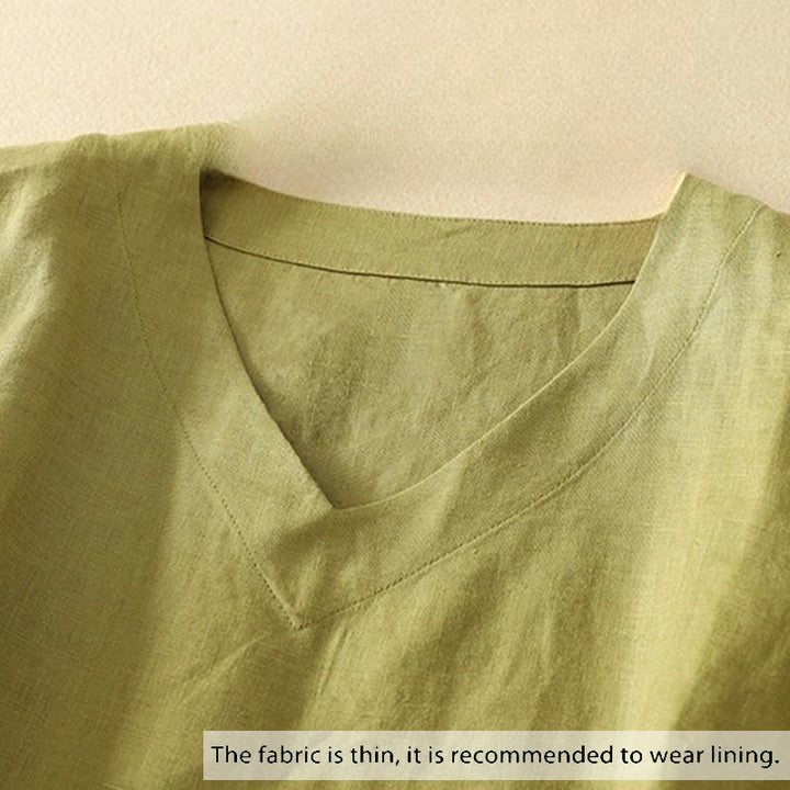 Buddha Stones Summer Casual Plain Women's V-neck Design Half Sleeve T-shirt - image 1