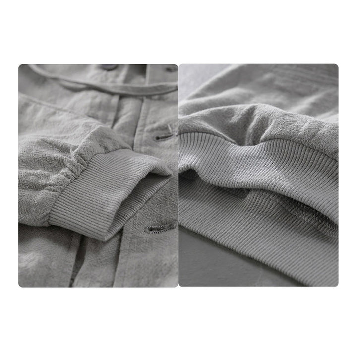 Buddha Stones Ribbed Hem Design Hoodie Long Sleeve Men's Cotton Linen Jacket Shirt With Pockets - image 4