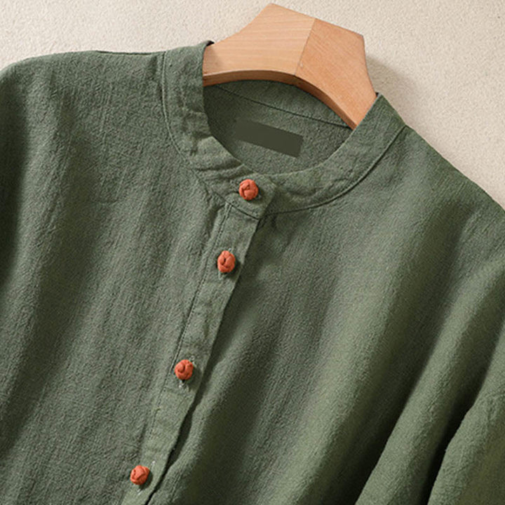 Buddha Stones Casual Buttons Crew Neck Women's Long Sleeve Shirt With Pockets - image 5