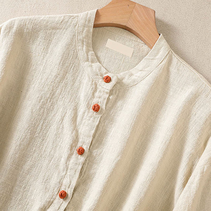 Buddha Stones Casual Buttons Crew Neck Women's Long Sleeve Shirt With Pockets - image 23