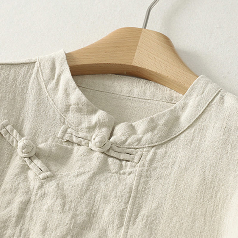Buddha Stones Casual Plain Frog-buttons Women's Long Sleeve Shirt - image 11