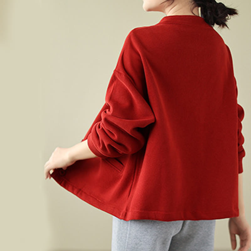 Buddha Stones Solid Color Women's Long Sleeve Jacket With Pockets - image 7