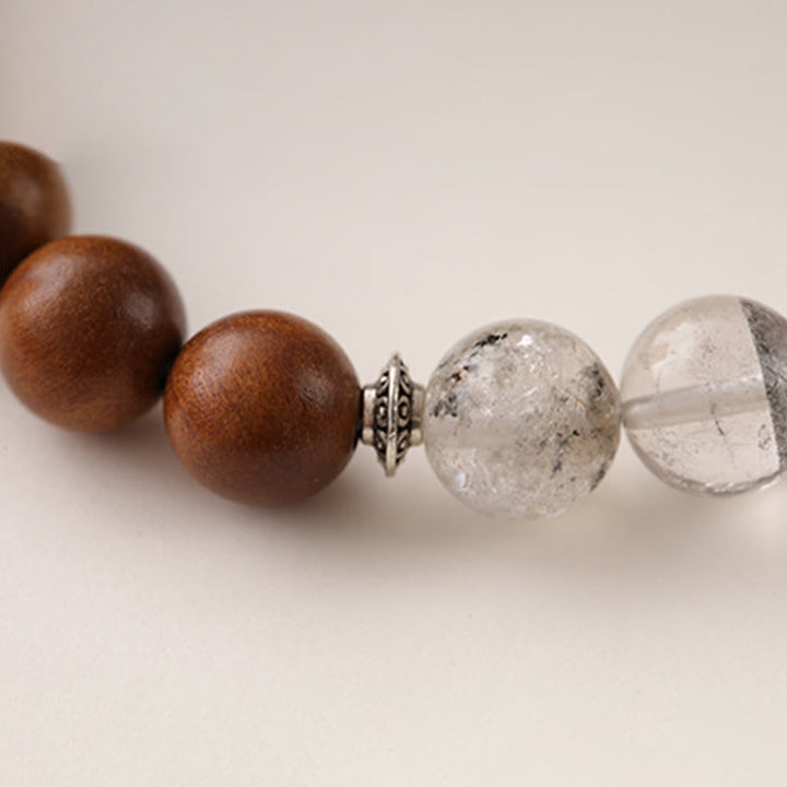 Buddha Stones Lightning Struck Wood Red Phantom Yin Yang Protection Bracelet - image 11