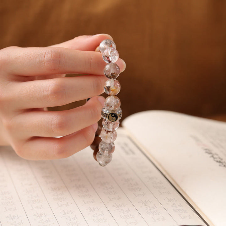 Buddha Stones Lightning Struck Wood Red Phantom Yin Yang Protection Bracelet - image 14