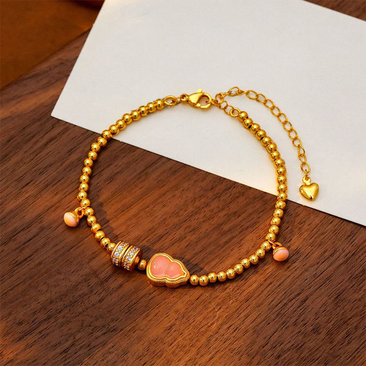 Buddha Stones Copper Brass Plated 24k Gold Beads Gourd Wealth Bracelet - image 3