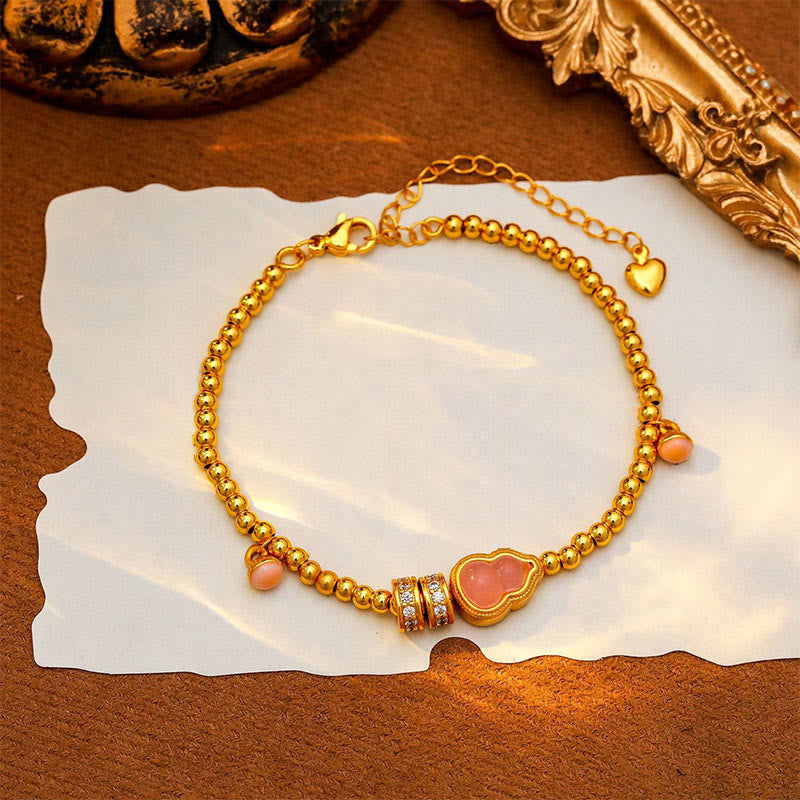 Buddha Stones Copper Brass Plated 24k Gold Beads Gourd Wealth Bracelet - image 7