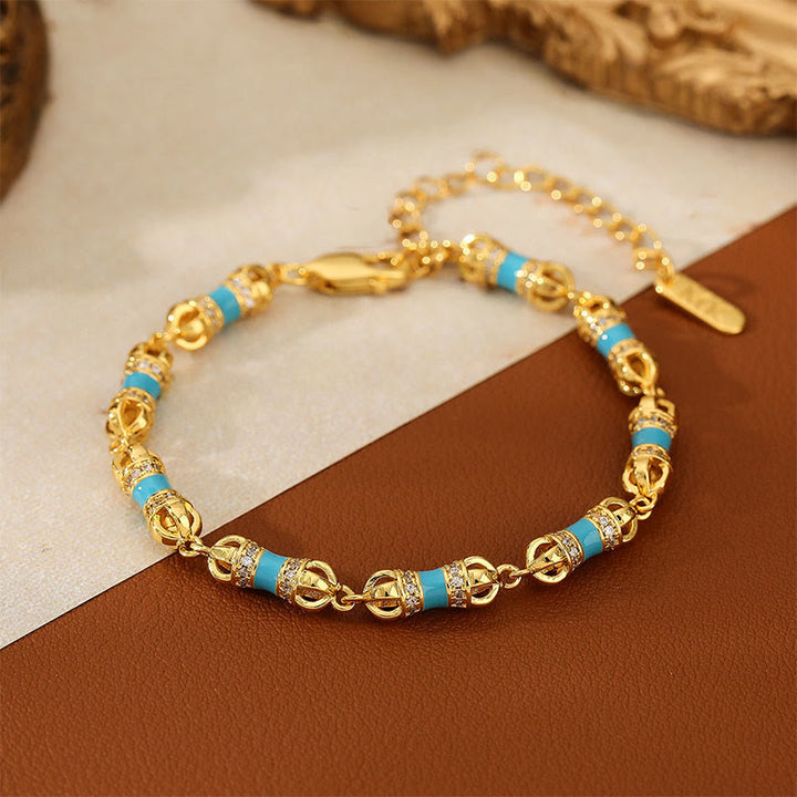 Buddha Stones Copper Brass Plated 24k Gold Vajra Wealth Luck Bracelet - image 4