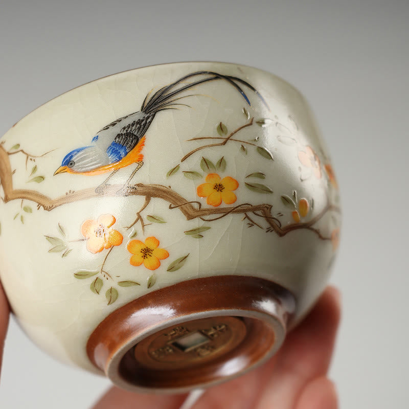 Buddha Stones Bird On Branches Copper Coin Teacup Kung Fu Tea Cup - image 4