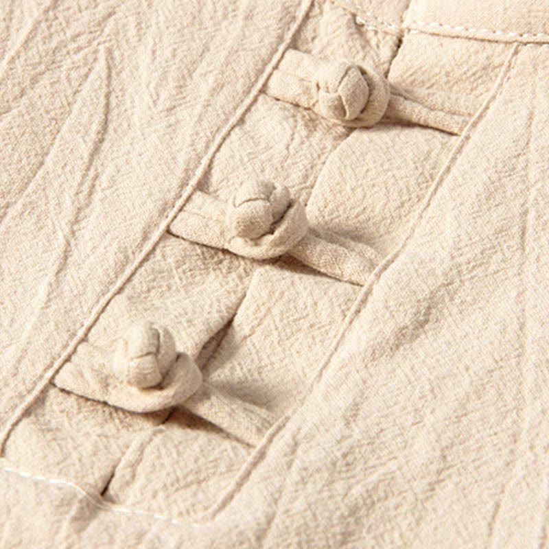 Buddha Stones Pure Color Long Sleeve Top Pants Clothing Men's Set - image 3