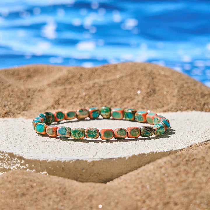 Buddha Stones Natural Colorful Emperor Stone Oval Square Beads Anti-stress Bracelet - image 2
