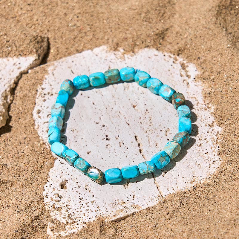 Buddha Stones Natural Colorful Emperor Stone Oval Square Beads Anti-stress Bracelet - Light Blue Emperor Stone(Wrist Circumference: 15-17cm) - image 3