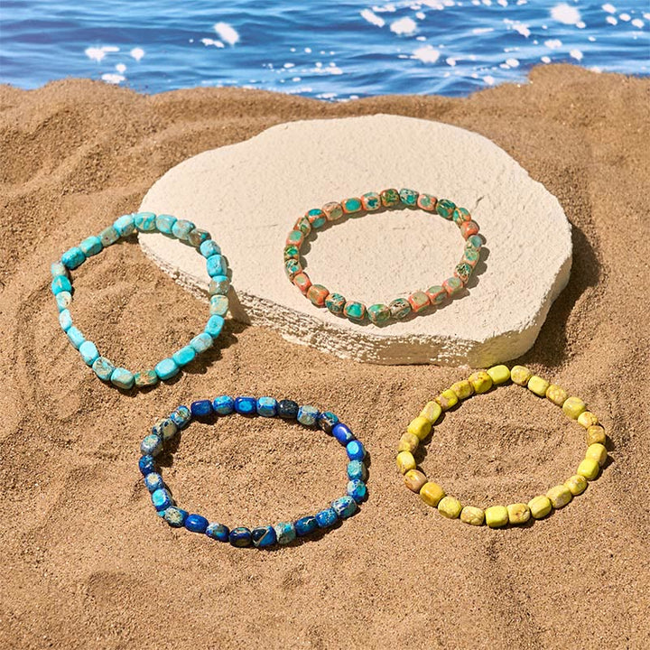 Buddha Stones Natural Colorful Emperor Stone Oval Square Beads Anti-stress Bracelet - image 14
