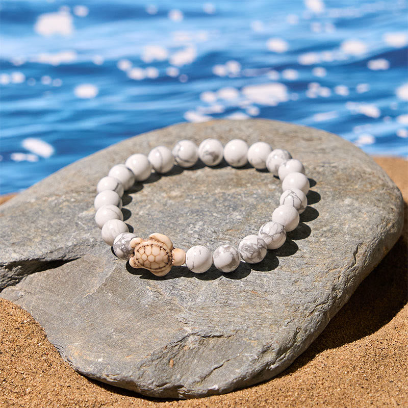 Buddha Stones Natural Stone Sea Turtle Turquoise Crackle Agate Wisdom Bracelet - image 10