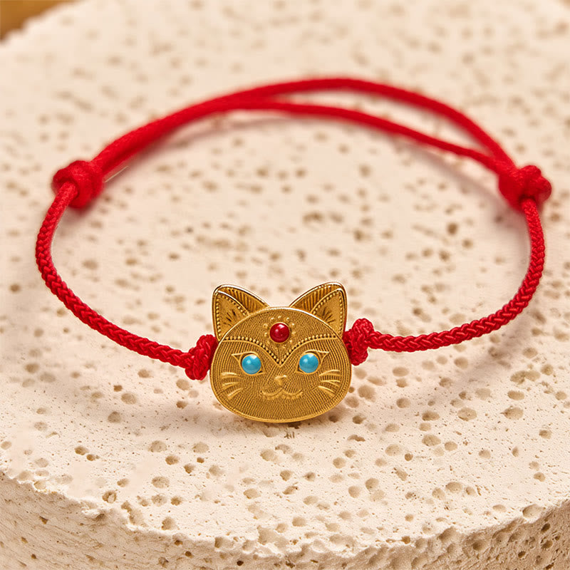 Buddha Stones 925 Sterling Silver Cat Red String Bracelet - image 2