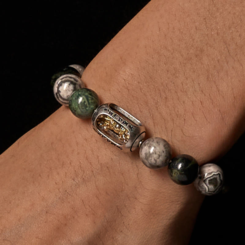 Buddha Stones Natural Grey Jasper Kambamba Jasper Om Mani Padme Hum Formless Buddha Healing Bracelet - image 2