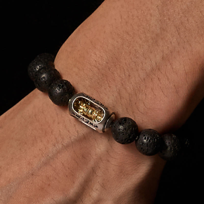 Buddha Stones Natural Lava Rock Om Mani Padme Hum Dorje Vajra Healing Bracelet - image 13