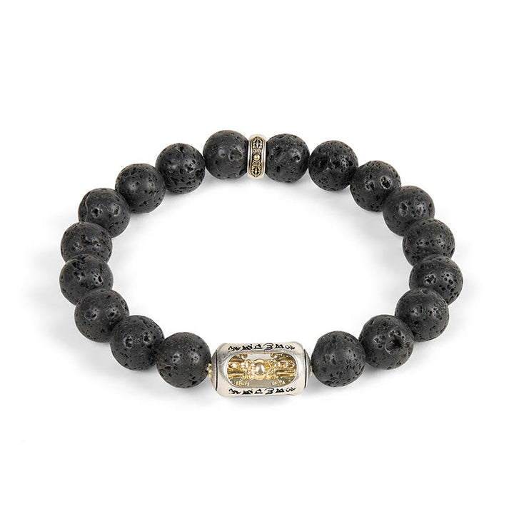 Buddha Stones Natural Lava Rock Om Mani Padme Hum Dorje Vajra Healing Bracelet - image 15